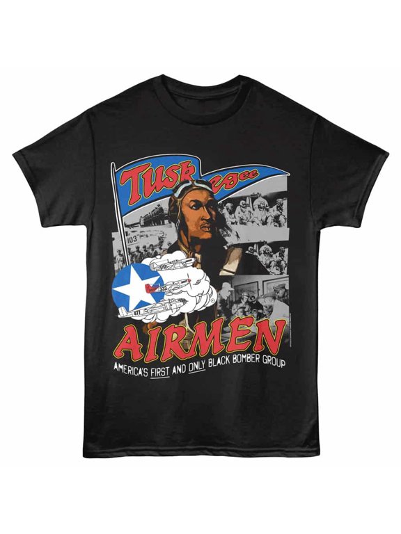 Tuskegee Airmen America's First Men's T Shirt (Black, AdultL)