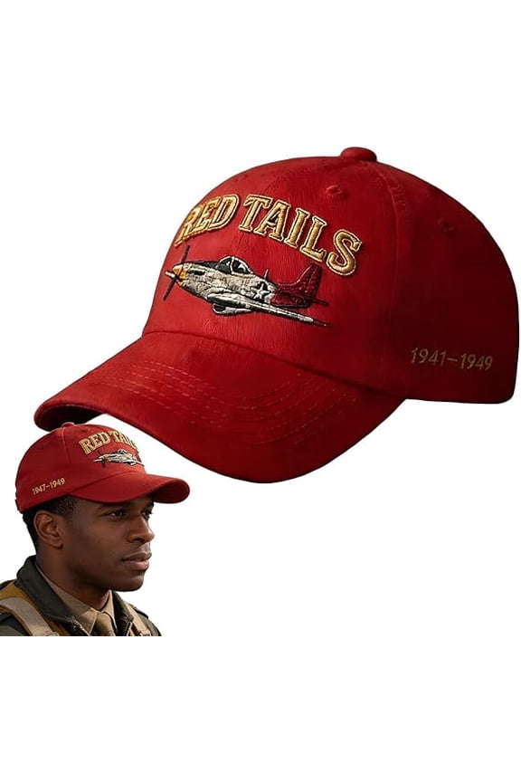 Tuskegee Airmen Red Tails Heritage Cap, WWII African American Military Pilot Tribute Cap Adjustable for Men and Women