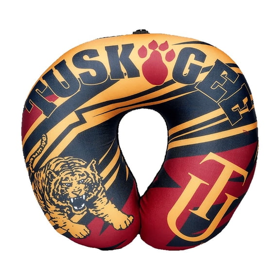 Tuskegee University Microbead Travel Neck Pillow U-Shaped Plush Support Pillow with Dual Fabric & Snap Strap