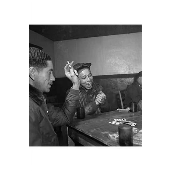 Tuskegee airmen playing cards in the officers' club in the evening Poster Print by unknown (18 x 24)