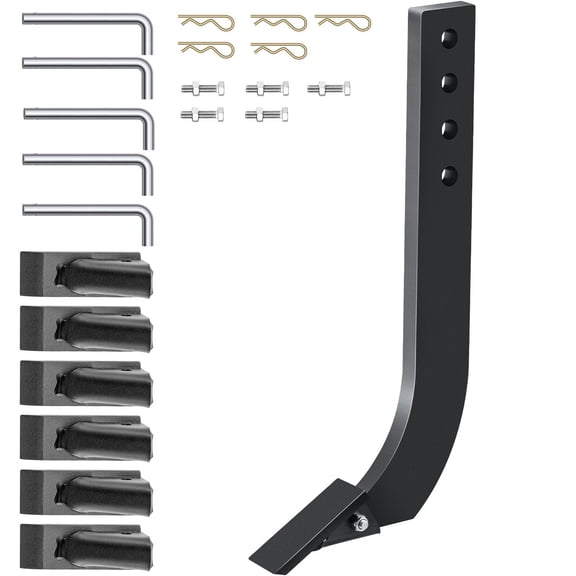 Tuspuzz 18 Inch Box Blade Shank 4 Holes Box Scraper Shank with Removable Tapered Teeth and Pins Adjustable Shanks Assembly for Replacement Digging Plowing 5PCS