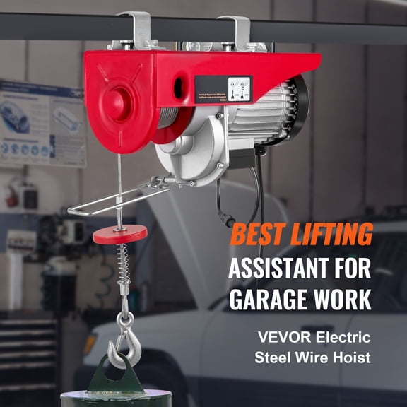 Tuspuzz Electric Hoist, 880 lbs Lifting Capacity, 850W 110V Electric Steel Wire Winch with Wireless Remote Control, 40ft Single Cable Lifting Height & Pure Copper Motor, for Garage Warehouse Factory