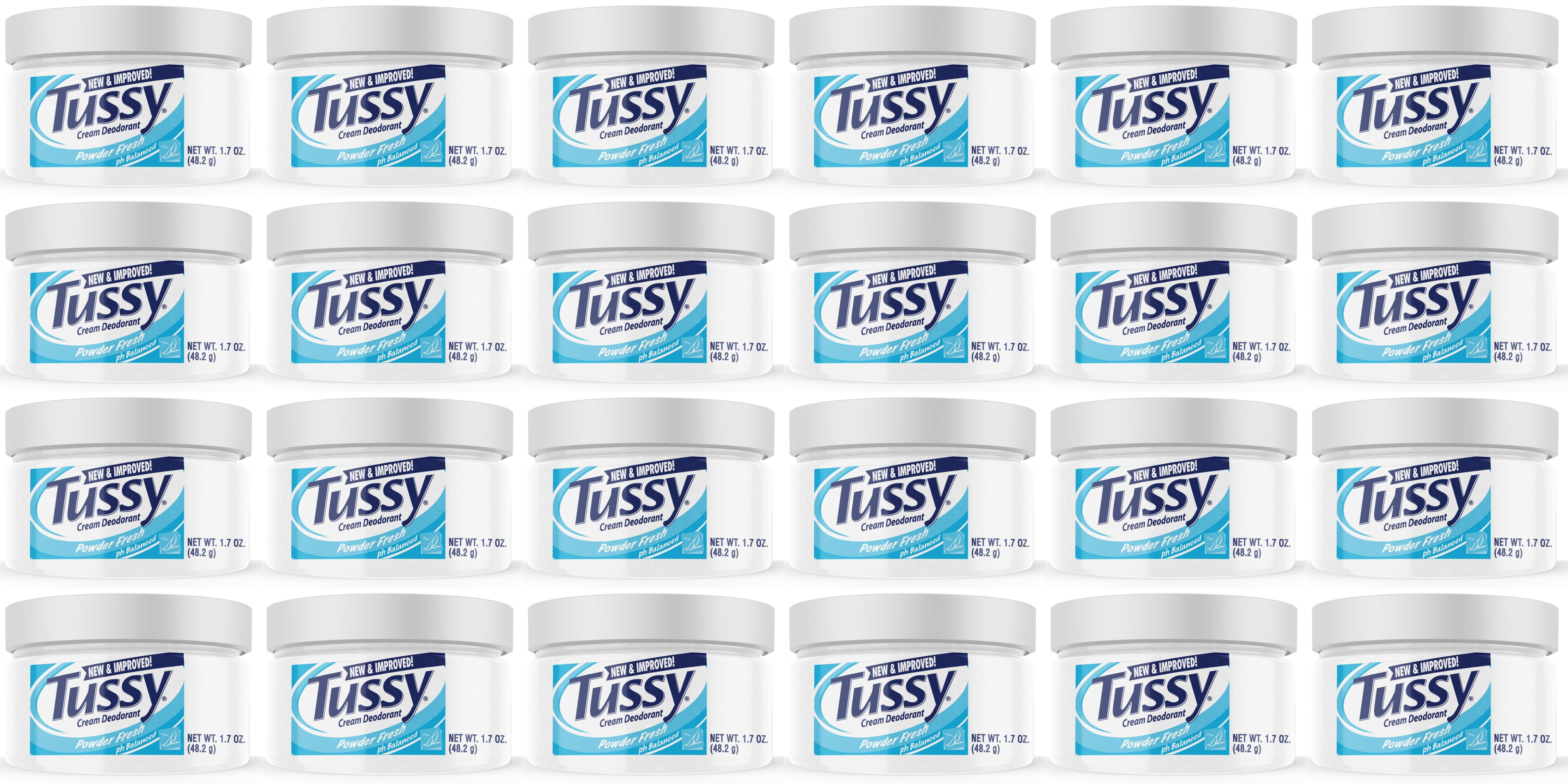 Tussy Deodorant Cream, Powder Fresh, 1.7 Oz (24 Pack) + Beyond BodiHeat Patch, 1 Ct