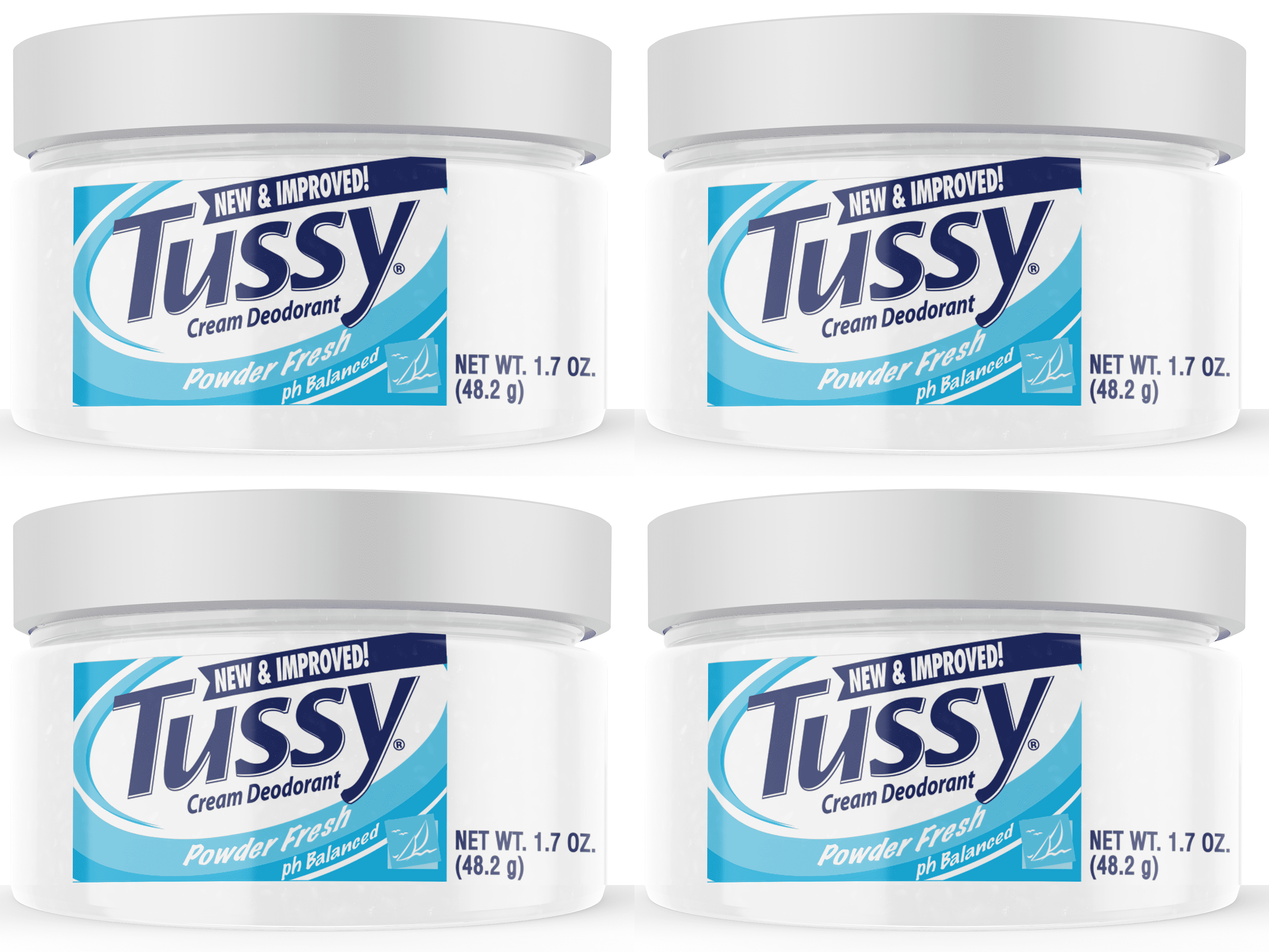 Tussy Deodorant Cream, Powder Fresh, 1.7 Oz (4 Pack)