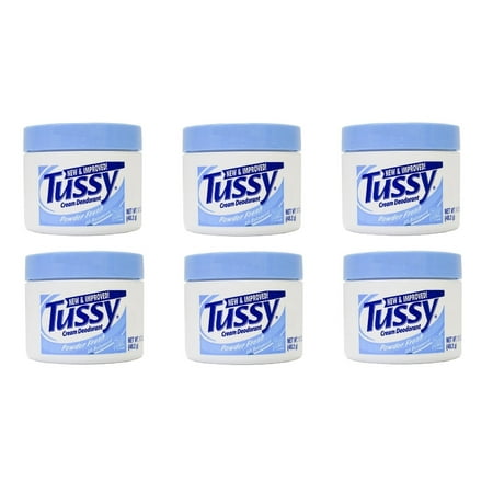 Tussy Deodorant Cream, Powder Fresh, 1.7 Oz (6 Pack) + Yes to Tomatoes Moisturizing Single Use Mask