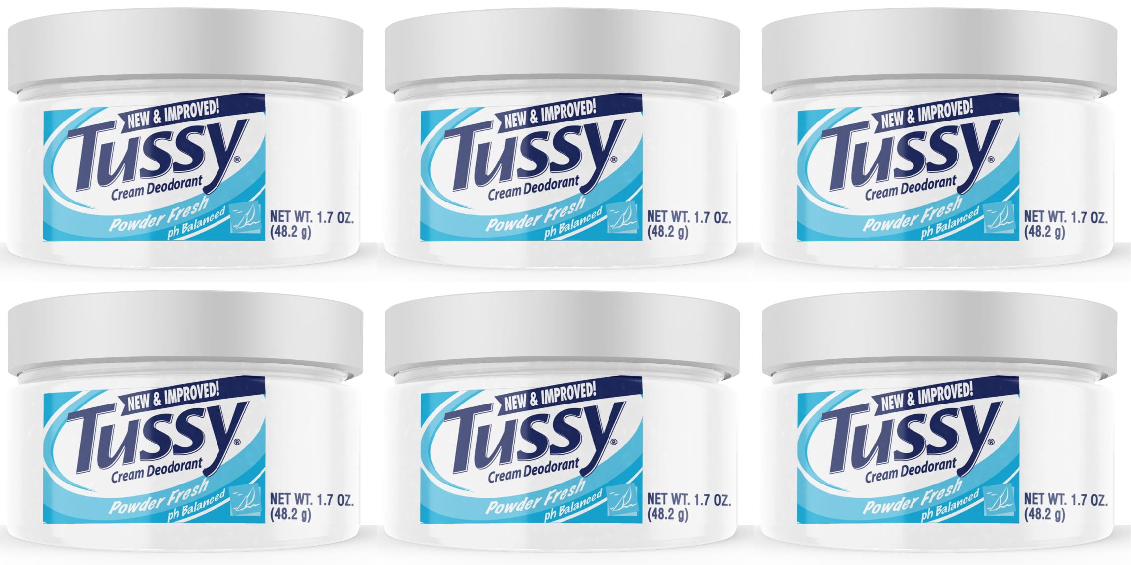 Tussy Deodorant Cream, Powder Fresh, 1.7 Oz (6 Pack)