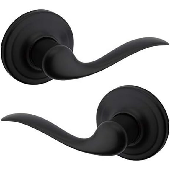 Tustin Interior Passage Door Handle, Lever For Closet and Hallway Doors, Reversible Non-Locking Handle Lever, Matte Black, with Microban Protection