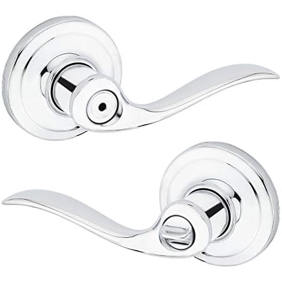 Tustin Interior Privacy Door Handle with Lock, Door Lever For Bathroom and Bedroom, Polished Chrome Reversible Keyless Turn Lock