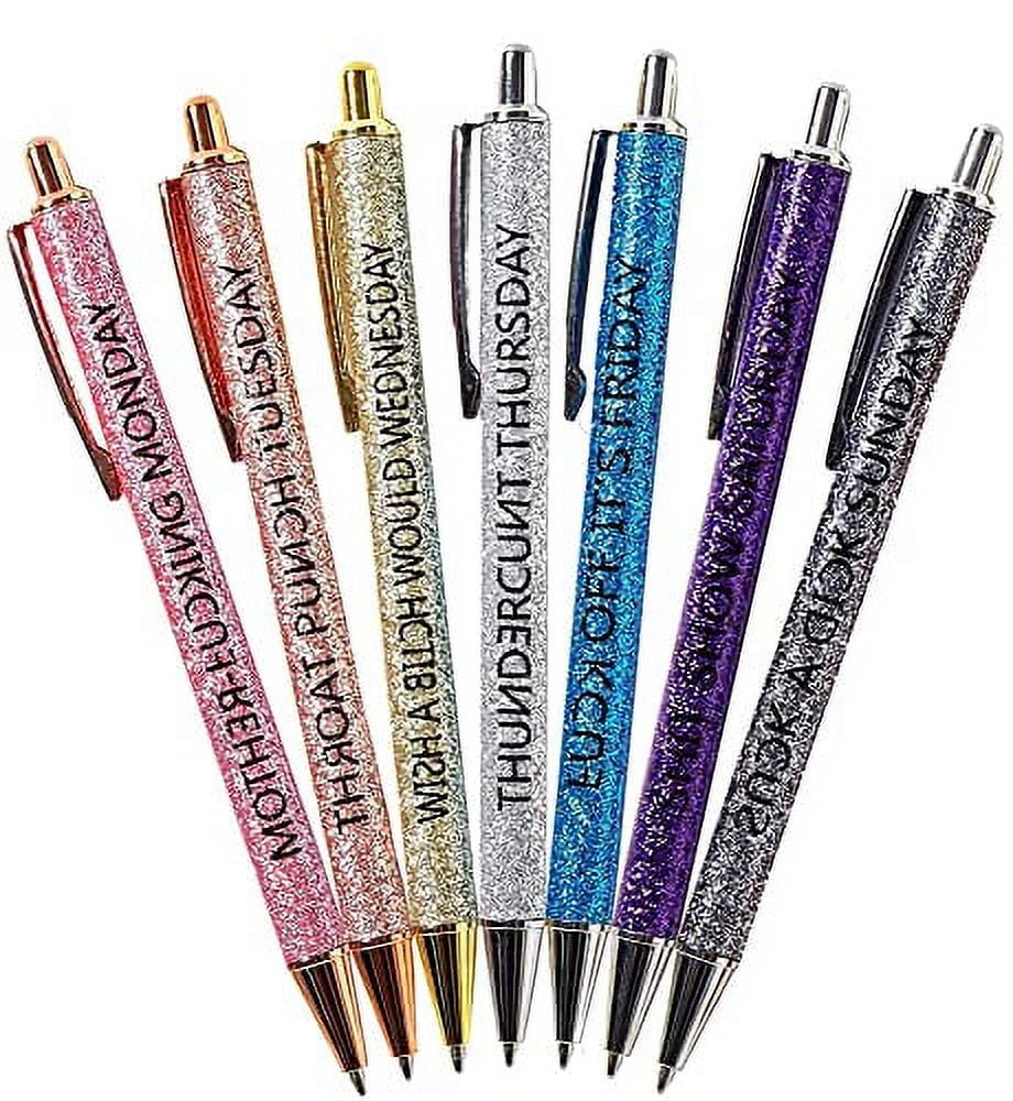7 Pcs Funny Pens Swear Word Daily Pen Set Metal Ballpoint Pen 1 mm Black  Ink Pens Cuss Word Pens Weekday Vibes Comfortable Writing Pens Days of The