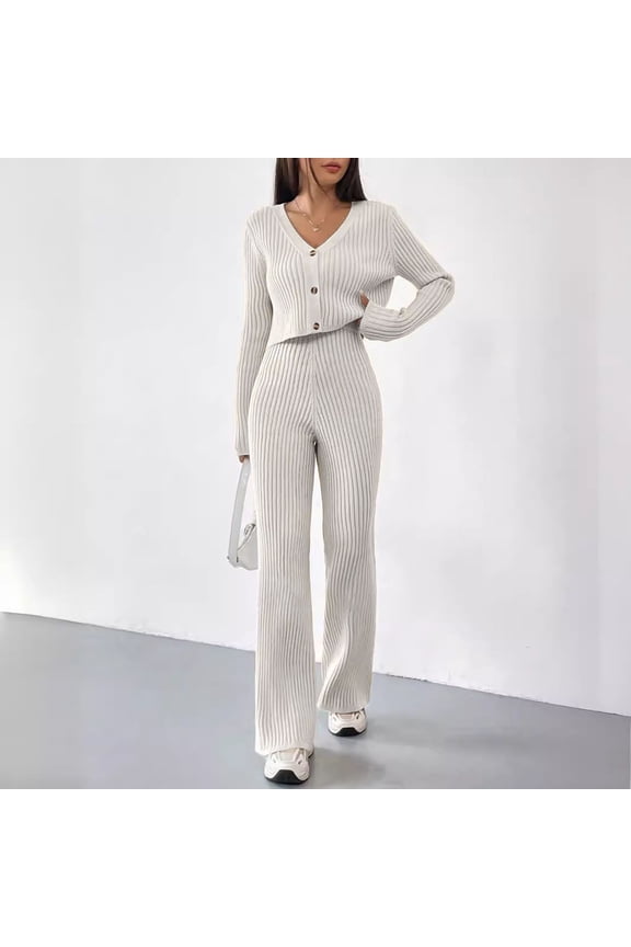 Tuta Da Donna 2 Pezzi Maglia A Costine Felpa Con Cappuccio E Pantaloni A Gambe Larghe Abbigliamento Casual Pant Suits for Women Business Womens Snow Suit Business Suit Women Jumpsuit Dressy Wedding