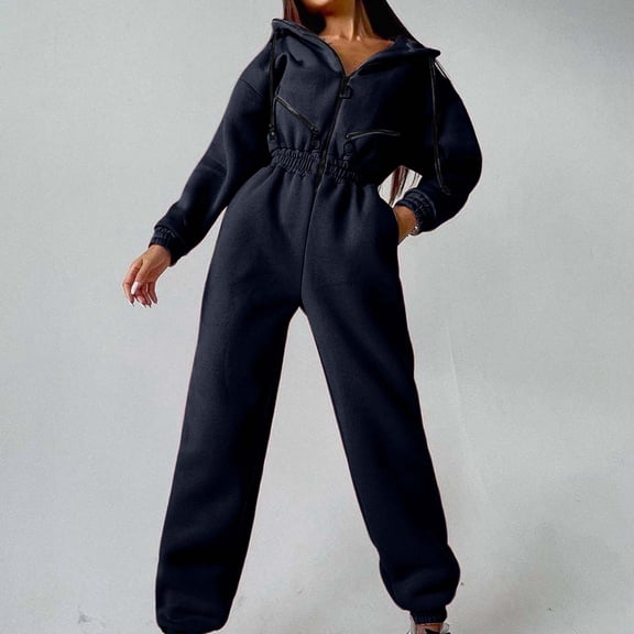 Tuta Da Donna Manica Lunga Jumpsuit Casual Eleganti Tuta Colore Zip Tuta Sportiva Moda Tracksuit Training Jogging Lungo Pantaloni Women's Suiting Womens Dress Suits Warm up Pants for Women Snow Gear