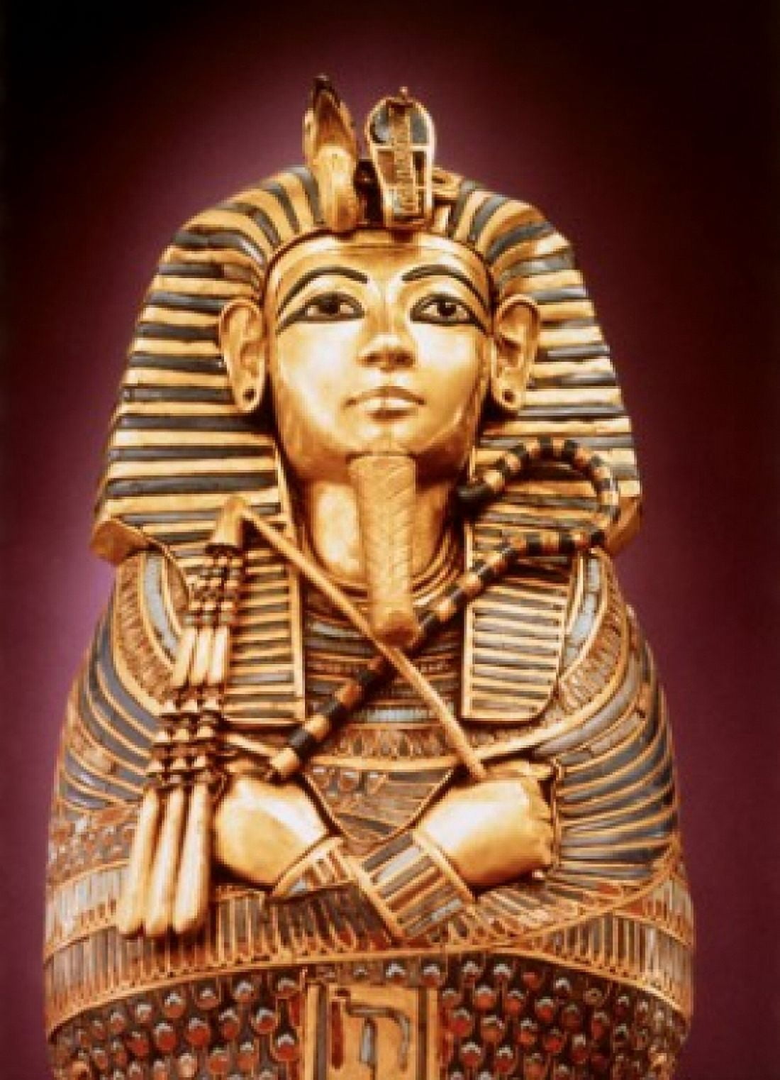 Tutankhamen Canopic Coffin - Detail 1342 BC Egyptian Art Gold inlaid with jewels Egyptian National Museum Cairo Egypt Canvas Art - (18 x 24)