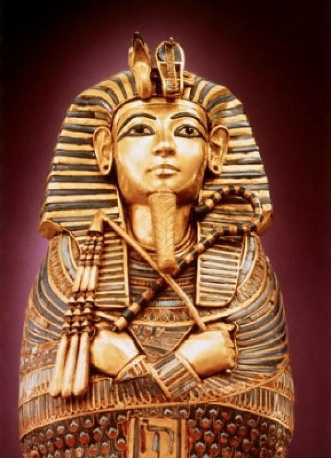 Tutankhamen Canopic Coffin - Detail 1342 BC Egyptian Art Gold inlaid with jewels Egyptian National Museum Cairo Egypt Canvas Art - (24 x 36)
