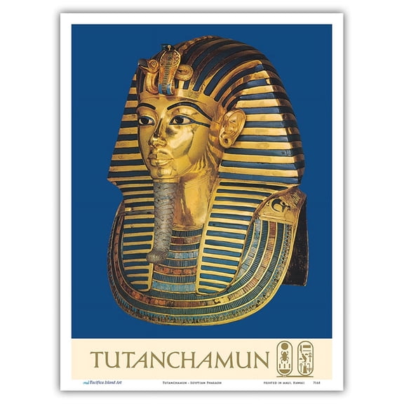 Tutankhamun (Tutanchamun) - Egyptian Pharaoh - Vintage Art Exhibition Poster - Master Art Print (Unframed) 9in x 12in