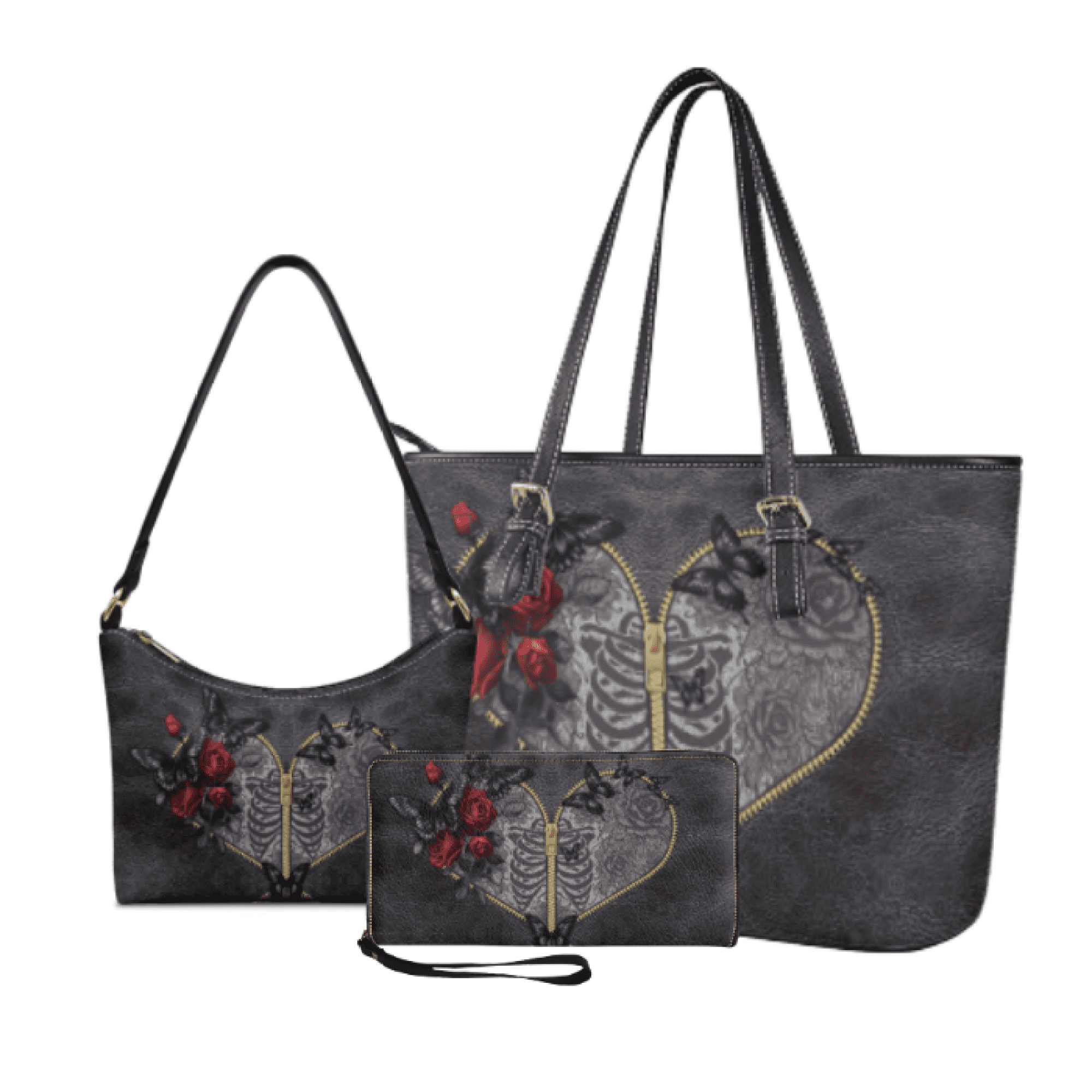 Tutolipy 3 Piece Womens Handbag and Purse Set for Ladies, Lightweight Tote Purse with Smooth Stitching Long Purse, with Fashionable Hobo Bag for Work