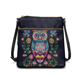 Tutolipy Adjustable Strap Satchel Bag for Travel Shopping Short Trips, PU Leather Waterproof Material Smooth Zipper Shoulder Purse, Eagle and Floral Pattern