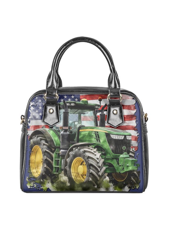 American Flag Tote Bag for Women, Tractor Print Top Handle Satchel Shoulder Bags Messenger Tote Bag Women, Casual Shoulder Handbags and Purses with Top Handle