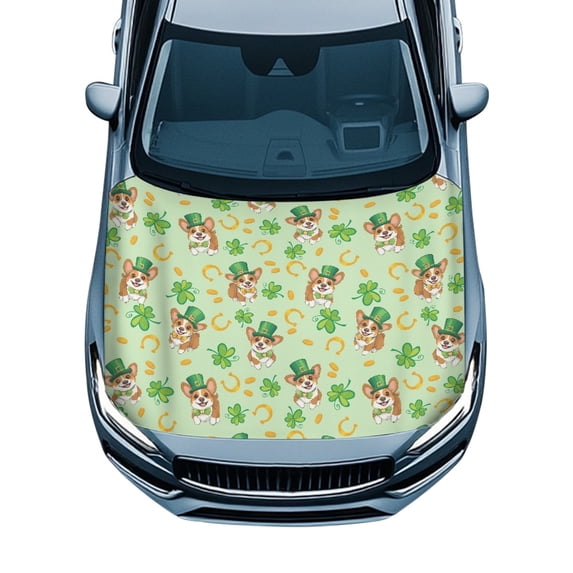 Tutolipy Auto Exterior Accessories Car Hood Cover for Trucks SUV Pickup, Anti-Corrosion Car Hood Cover Protector, Elastic Little Dog Clover Auto Accessories