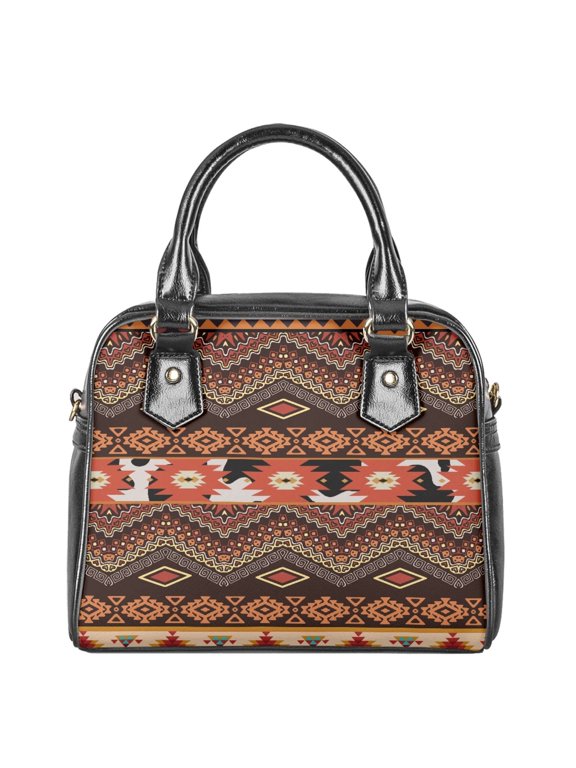 Aztec Southwest Satchel Purses and Handbags with Zipper, Leather Tote Bag for Women, Waterproof Purses Handbags Women Shoulder Tote Bags Top Handle Satchel, Orange