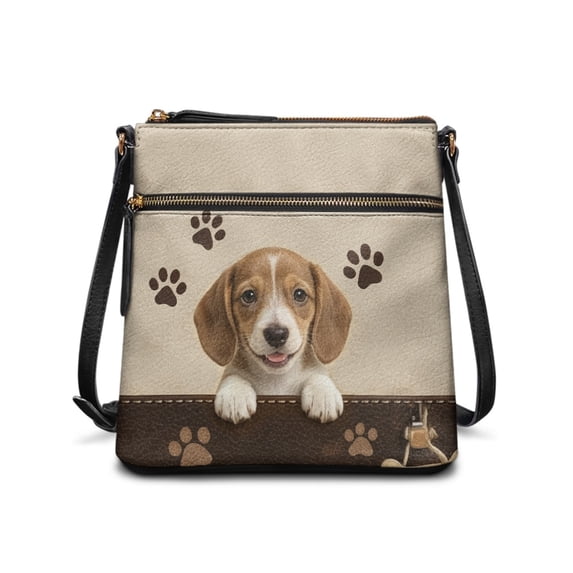Tutolipy Beagle Puppy Paws Delicate UV Lines Shoulder Bag for Dating Work, Adjustable Strap Lightweight Crossbody Bag Fashion Handbag