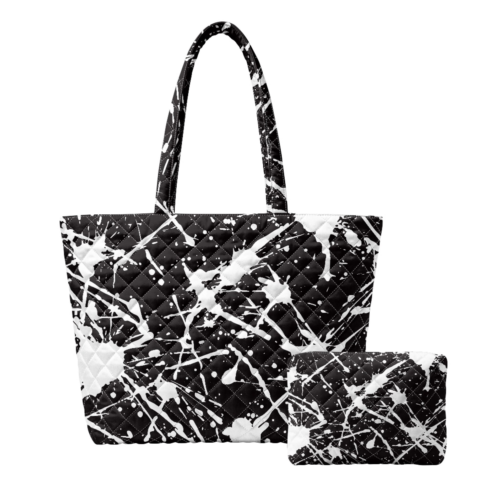 Tutolipy Black White Ink Splatter Purses and Handbags Set, Polyester ...