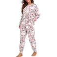 thumbnail image 1 of Tutolipy Butterfly Cherry Printed Pajama Set for Women, Crewneck Sleepwear Cozy Pjs Set Long Sleeve Shirt and Pajama Pants Lounge Sets, L, 1 of 7