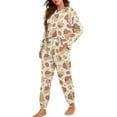 thumbnail image 1 of Tutolipy Capybara Strawberry Printed Sleepwear for Women Drawstring Pajama Cozy Loungewear Long Sleeve Tops Jogger Pants Pjs Sets, M, 1 of 7