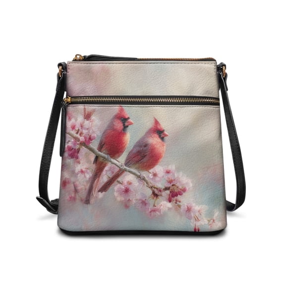 Tutolipy Cardinal Blossom Design Satchel Bag, Waterproof Purse Satchel PU Material Lightweight Women's Crossbody Bag for Travel Shopping