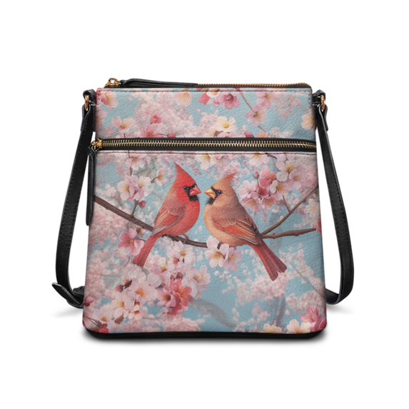 Tutolipy Cardinal Cherry Blossom Purse Satchel, Waterproof Crossbody Bag Lightweight Water-Resistant Satchel Bag for Short Trips Daily