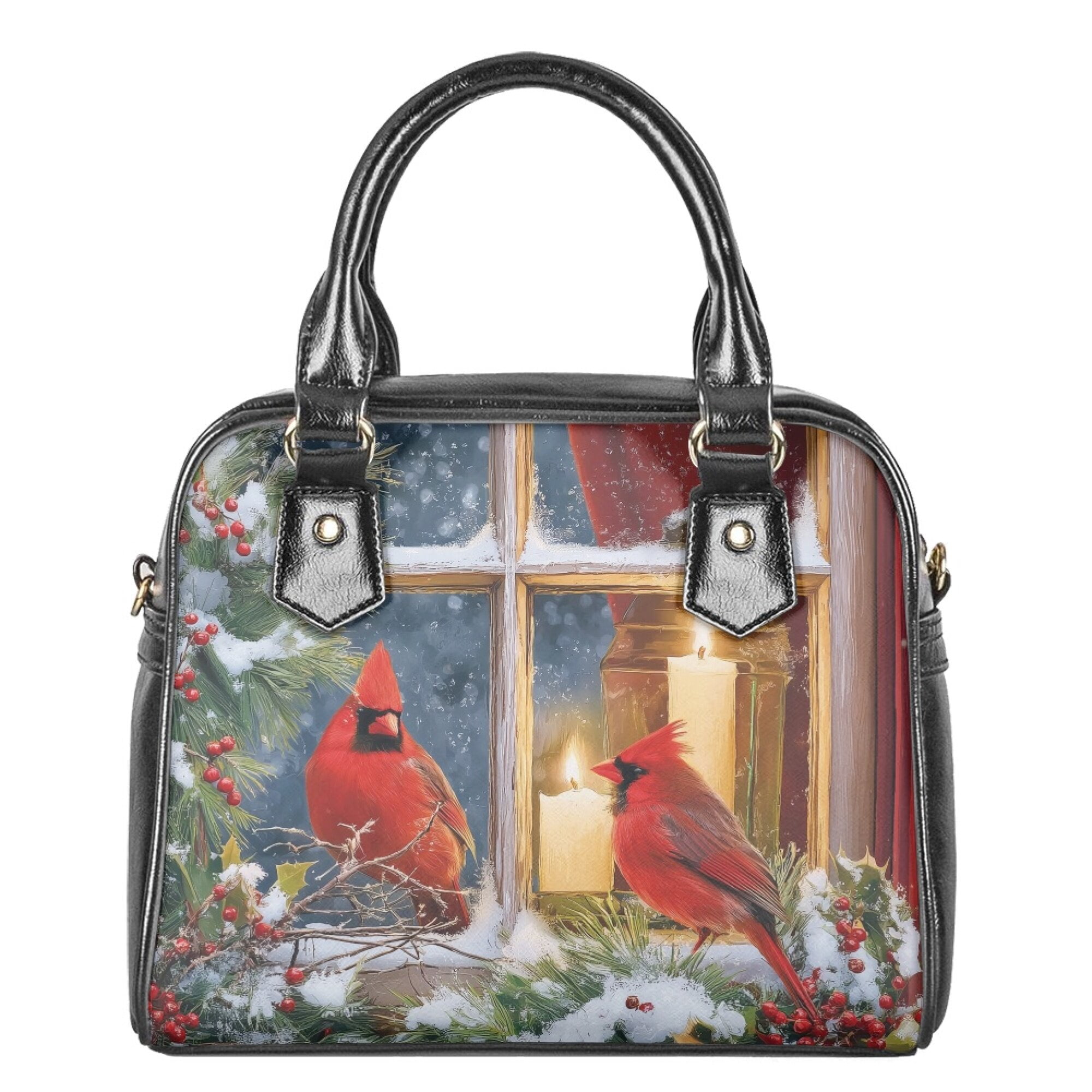 Tutolipy Cardinal Printed Handbag Crossbody Bag Waterproof Leather Satchel Shoulder Cross Body Bag for Women, Ladies Top Handle Satchels with Inner Pockets for Shopping, Blue and Red