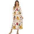 thumbnail image 1 of Tutolipy Christmas Nightgowns for Women Biscuit Printed Sleepwear Full Length Loungewear Ho Ho Printed House Dress for Fall Winter, XL, 1 of 7