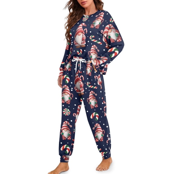 Tutolipy Christmas Pajama Set for Women Dwarf Printed Sleepwear Soft 2 Piece Pjs Set Long Sleeve Shirt and Pajama Pants Lounge Sets, 2XL