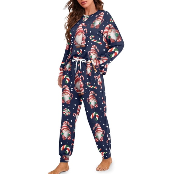Tutolipy Christmas Pajama Set for Women Dwarf Printed Sleepwear Soft 2 Piece Pjs Set Long Sleeve Shirt and Pajama Pants Lounge Sets, S