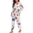 thumbnail image 1 of Tutolipy Christmas Pjs Set for Women Snowflake Printed Sleepwear Crewneck Loungewear Long Sleeve Tops Jogger Pants Pajama Sets, S, 1 of 7