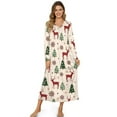 thumbnail image 1 of Tutolipy Christmas Tree Printed Nightgowns for Women Elk Snowflake Printed Sleepwear V Neck Loungewear Full Length House Dress, 3XL, 1 of 7