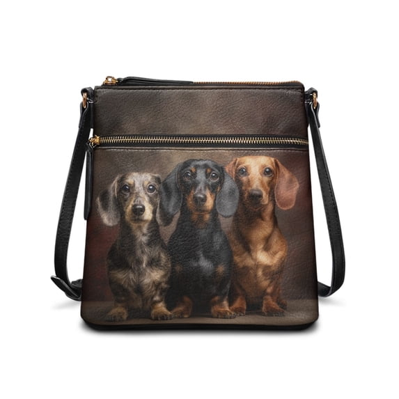 Tutolipy Dachshund Dog Print Purse Satchel Sling Bag, Lightweight Waterproof Satchel Bag Water-Resistant for Daily Commute Work