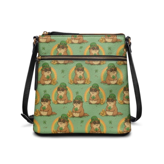 Tutolipy Delicate UV Texture Sling Bag for Work Daily, Waterproof Durable Shoulder Crossbody Bag, St. Patrick's Otter Pattern