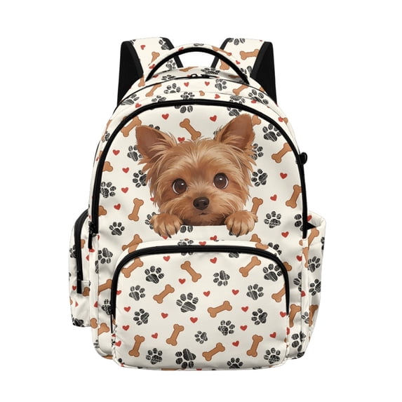 Tutolipy Dog Paw Print, Bone & Heart Pattern Kids Backpack with Lightweight Large Capacity Rucksack, Adjustable Straps 17 Inch Bookbag for Travel Daily Use Picnic
