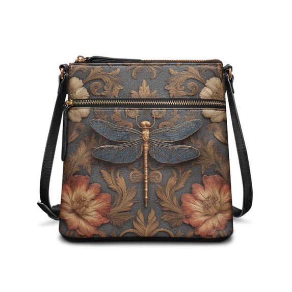 Tutolipy Dragonfly Pattern Design PU Crossbody Bag Purse Satchel, Wear Resistant Water-Resistant Crossbody Purse Waterproof for Travel Daily Life