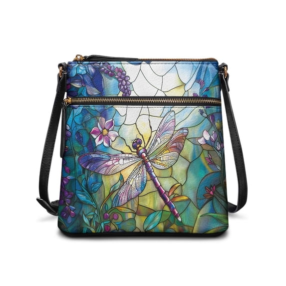 Tutolipy Dragonfly Print Shoulder Purse Single Shoulder Bag, Lightweight Waterproof Crossbody Purse Smooth Zipper Closure for Travel Shopping