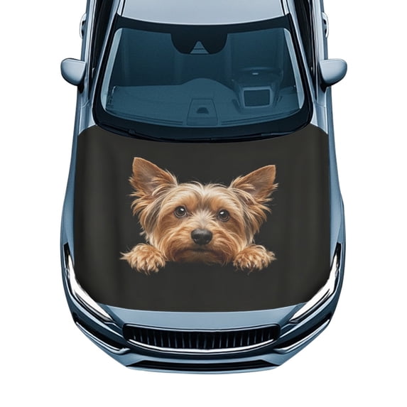 Tutolipy Easy Clean Car Hood Cover for Pickup Trucks SUV, All-Season Protection Stretch Fabric Yorkie Dog Print Car Hood Cover Protector