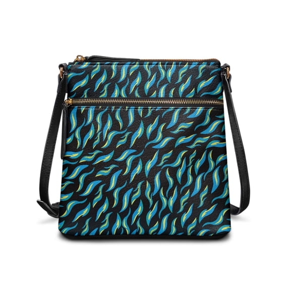 Tutolipy Flame Pattern Print Sling Bag, Lightweight Single Shoulder Bag PU Leather Adjustable Shoulder Strap Handbag for Travel Use Dating
