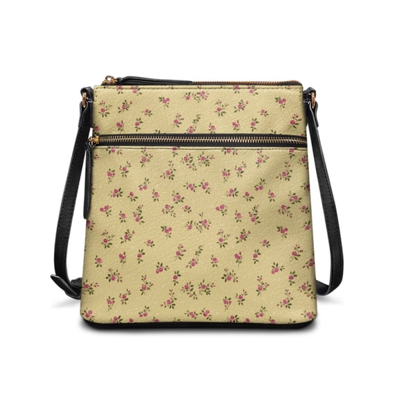 Tutolipy Floral Polka Dot Pattern Satchel Bag, Multiple Zipper Pockets Shoulder Crossbody Bag PU Leather Beauty and Utility Women's Shoulder Crossbody Bag for Travel