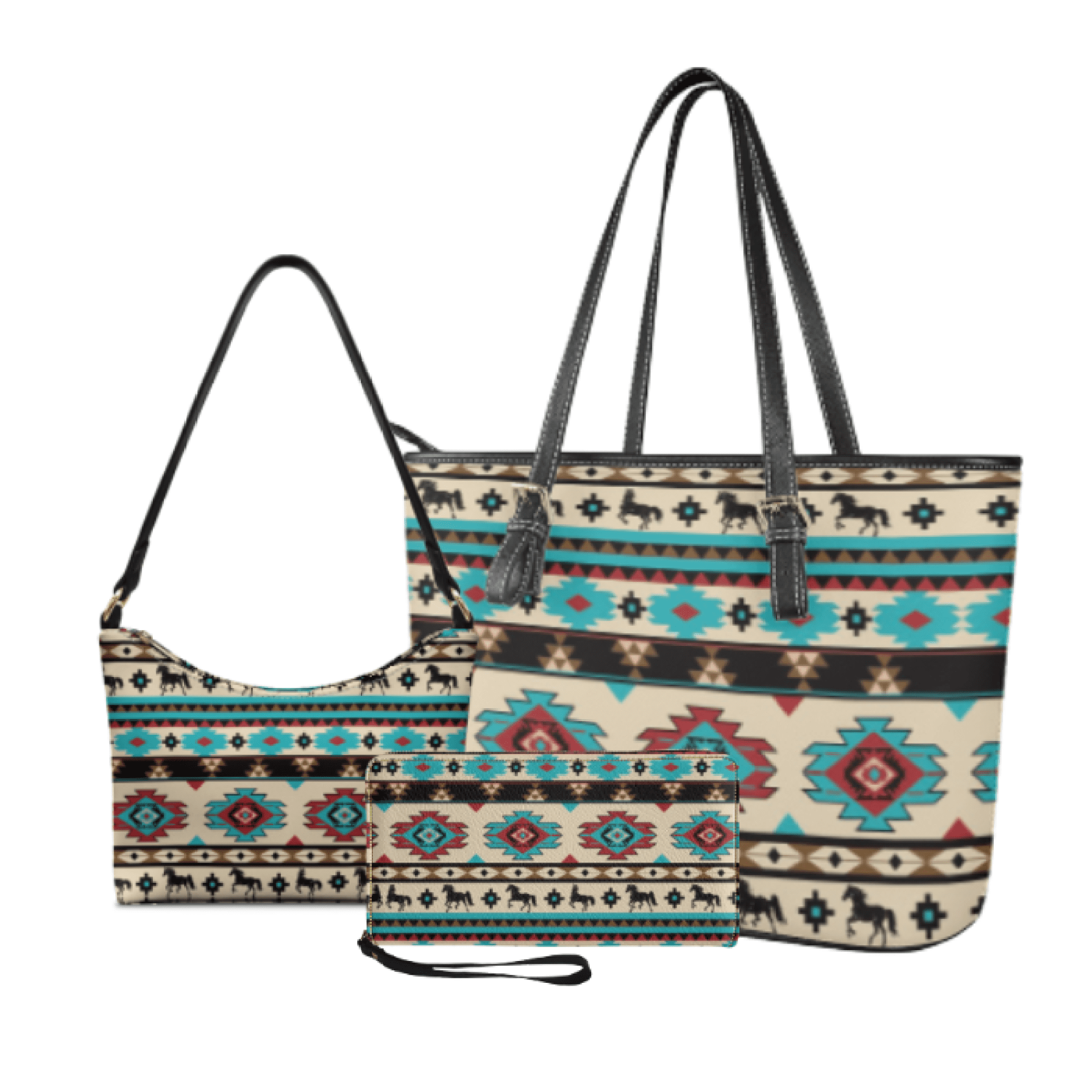 Tutolipy Geometric Animal Womens Handbag and Purse Set for Ladies, Daily Use Long Wallet with Fashionable Shoulder Bag, Large Capacity Hobo Bag