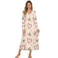 thumbnail image 1 of Tutolipy Heart Printed Nightgowns for Women Casual Sleepwear Long Sleeve Loungewear V Neck Sleep Dress for Home, L, 1 of 7