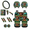 thumbnail image 1 of Tutolipy Highland Cow Print 15 Pack Car Seat Cover Sets, Sunflower Aztec Print Front Rear Split Bench Seat Covers for Cars, Steering Wheel Cover Seatbelt Pad Car Center Console Cover, Universal Fits, 1 of 3