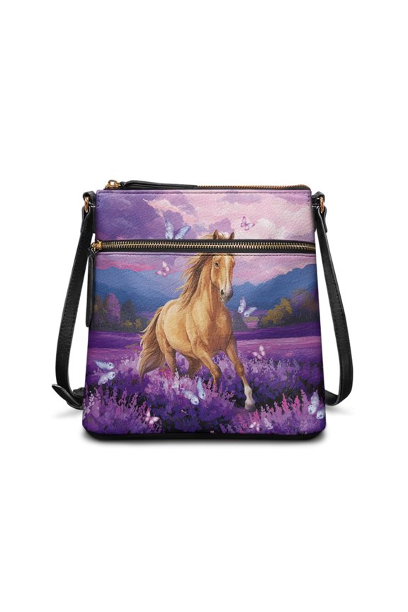 Horse Butterfly Design Waterproof Satchel Bag for Travel Daily, Adjustable Strap Durable Zipper Shoulder Bag Durable Zipper Closure Women's Shoulder Bag