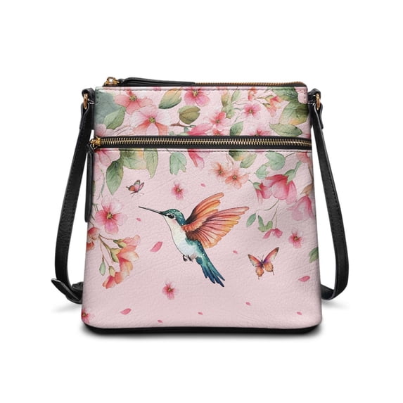 Tutolipy Hummingbird Bloom Water-Resistant Crossbody Shoulder Purse for Work Daily Use, Durable Soft Touch Sling Bag Adjustable Strap Women's Crossbody Bag