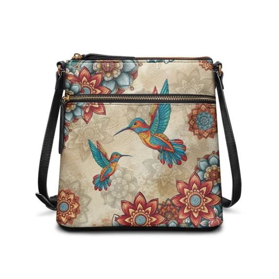 Tutolipy Hummingbirds Purse Satchel, Waterproof Satchel Bag PU Leather Smooth Zipper Single Shoulder Bag for Outdoor Activities Daily Life