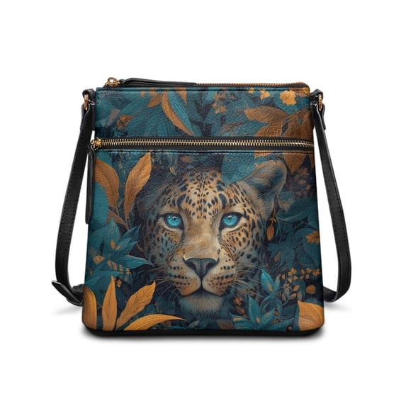 Tutolipy Leopard Jungle Art Ladies Shoulder Purse, Waterproof Crossbody Bag PU Leather Stylish Women's Crossbody Bag for Travel Work